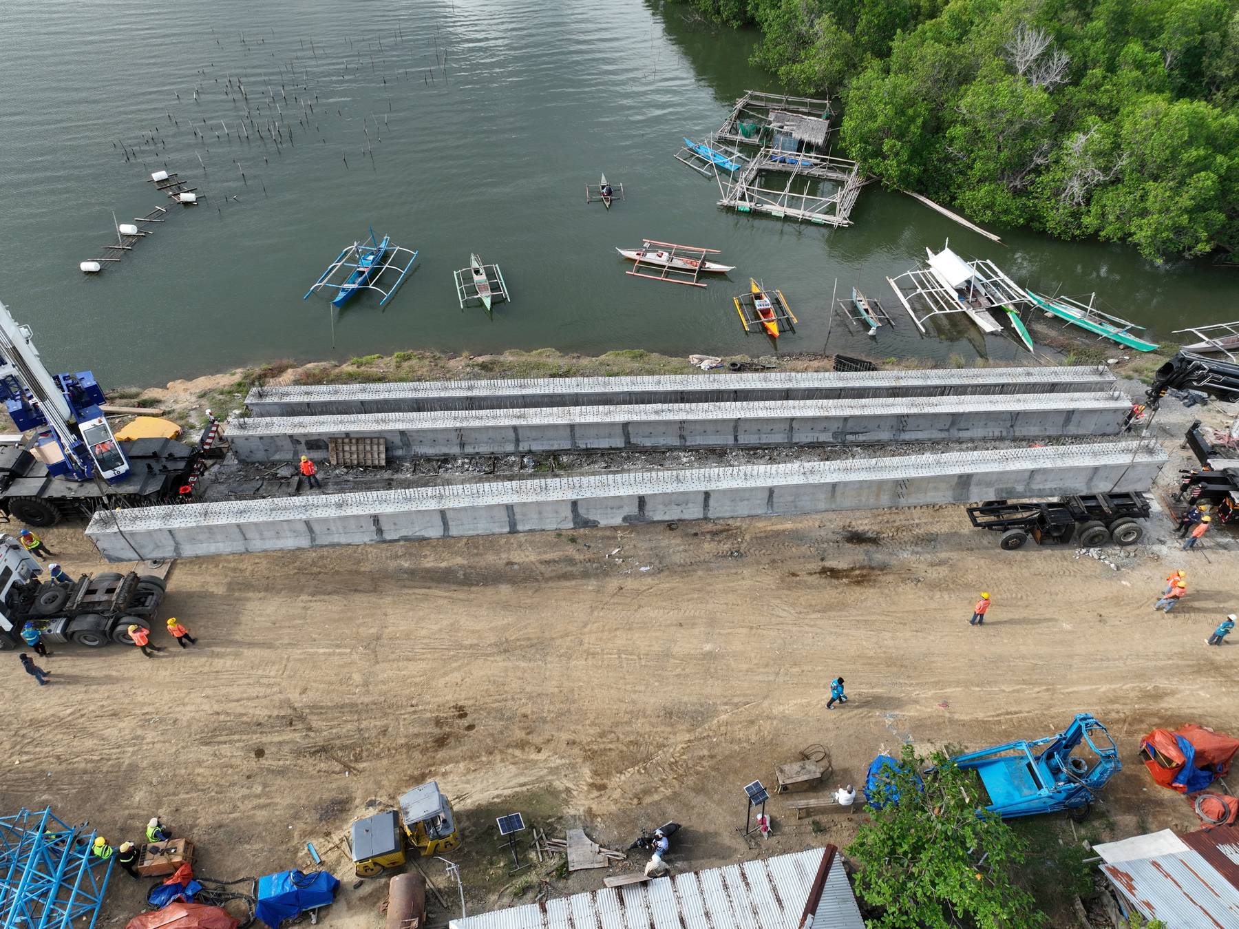 Aerial view of infrastructure construction in the Visayas