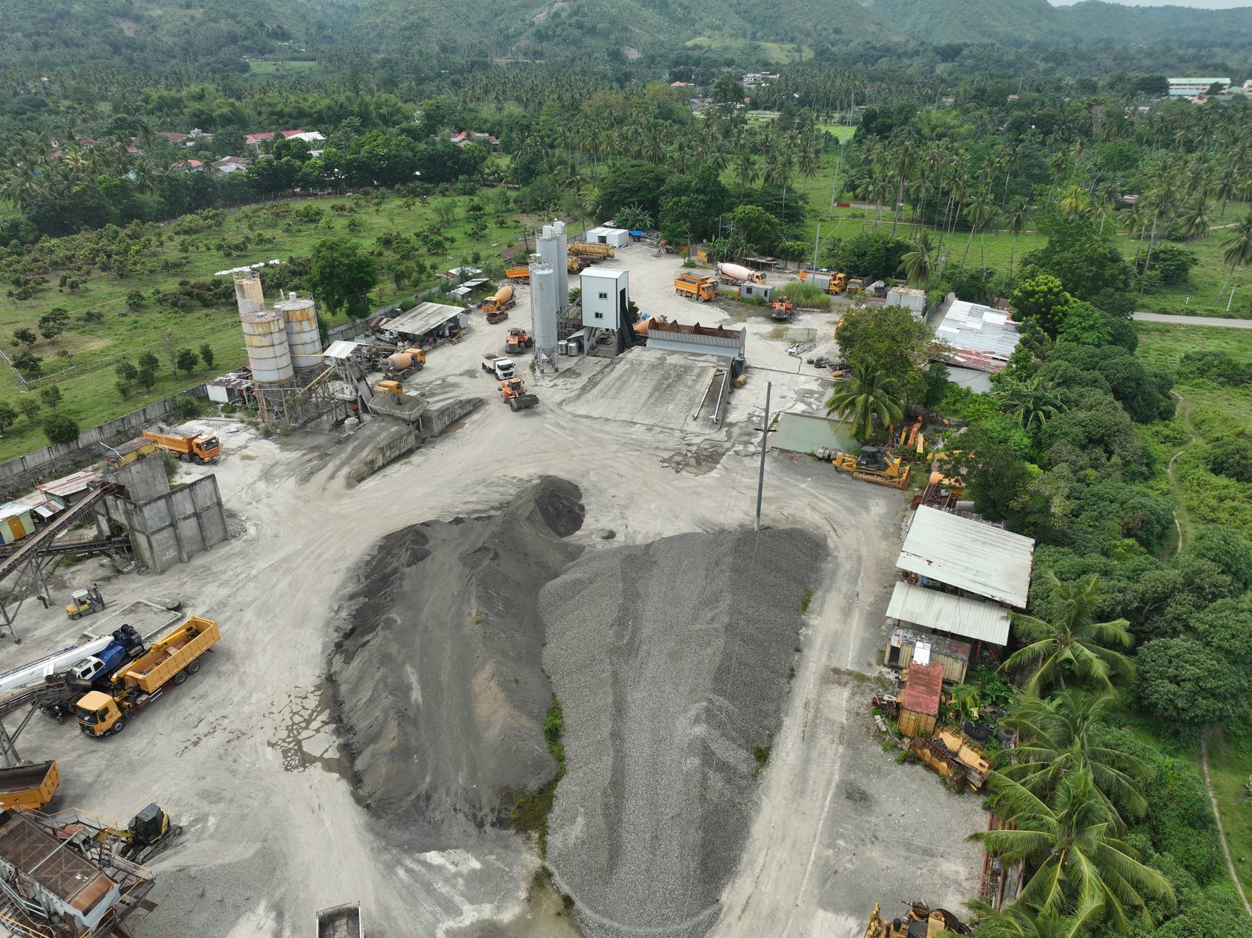 Balamban batching plant — aggregate stockpiles