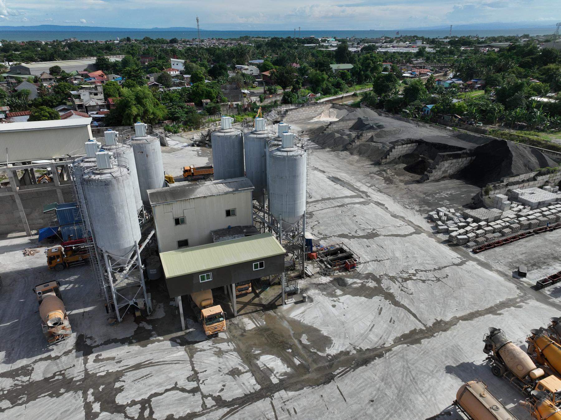 Talisay batching plant — aggregate stockpiles